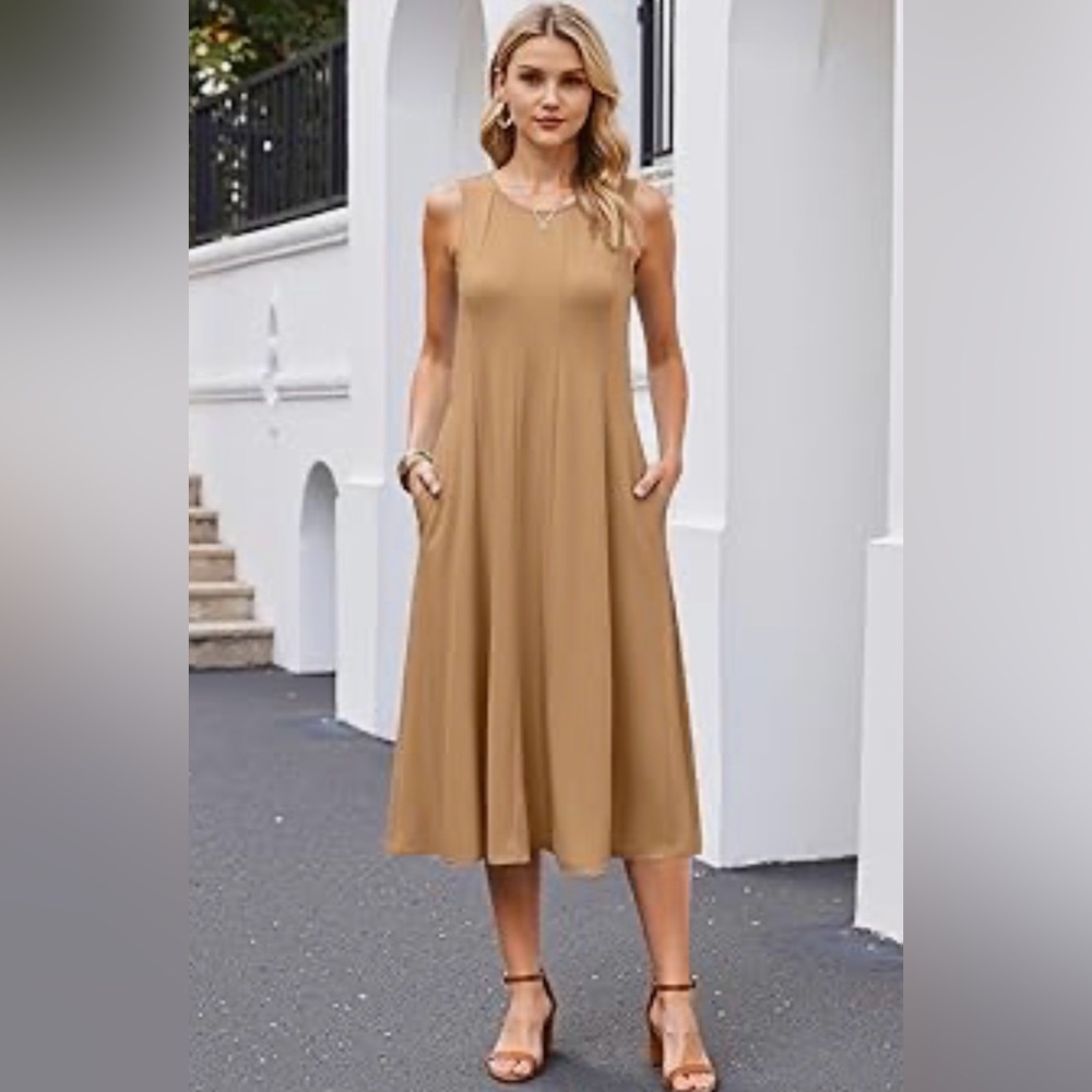 NWT Sleeveless Tan Maxi Dress